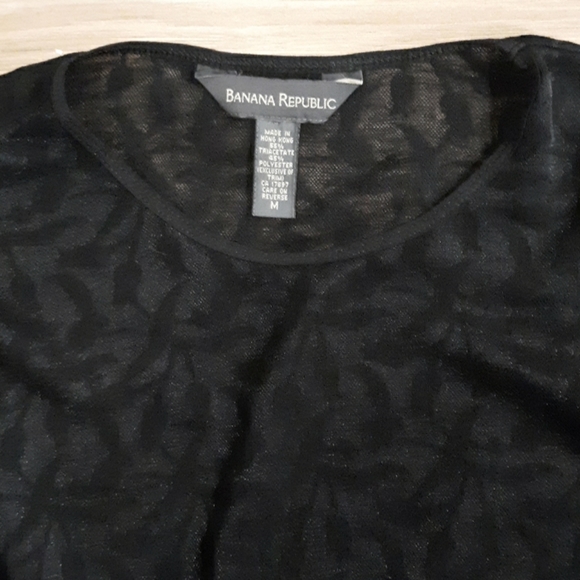 Banana Republic Black Lace Sheer Long Sleeve Top. - Picture 2 of 7
